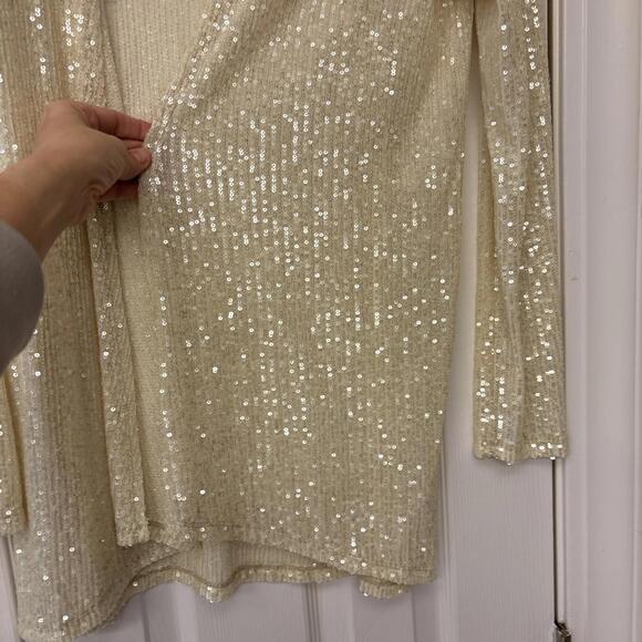 Altar'd State Ivory Open Duster Cardigan Size L. Holiday, Wedding, Party. - Picture 6 of 7